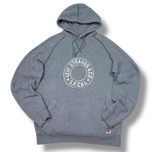 Levi’s Gray Hoodie Levi Strauss & Co Graphic Logo Pullover Size L Casual Retro